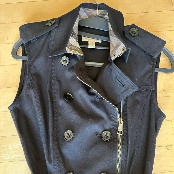 Burberry Brit Black Trench sleeveless Dress/Vest,  2,  GD1195 - Picture 4 of 6